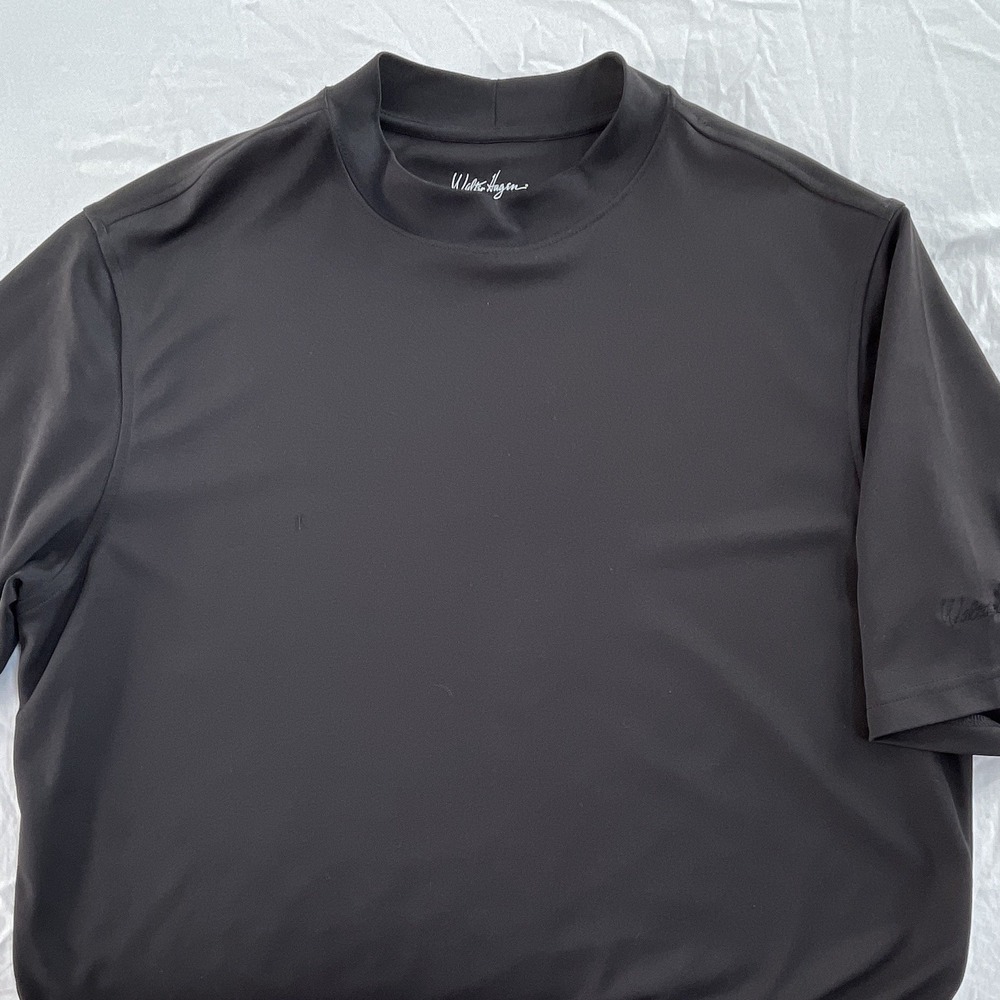 Walter Hagen Mens XL Black Mock Neck Short Sleeve Golf Performance Shirt